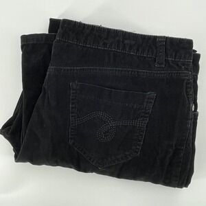 Classic Elements Corduroy Pants Womens 16 Black Flare Leg Stretch